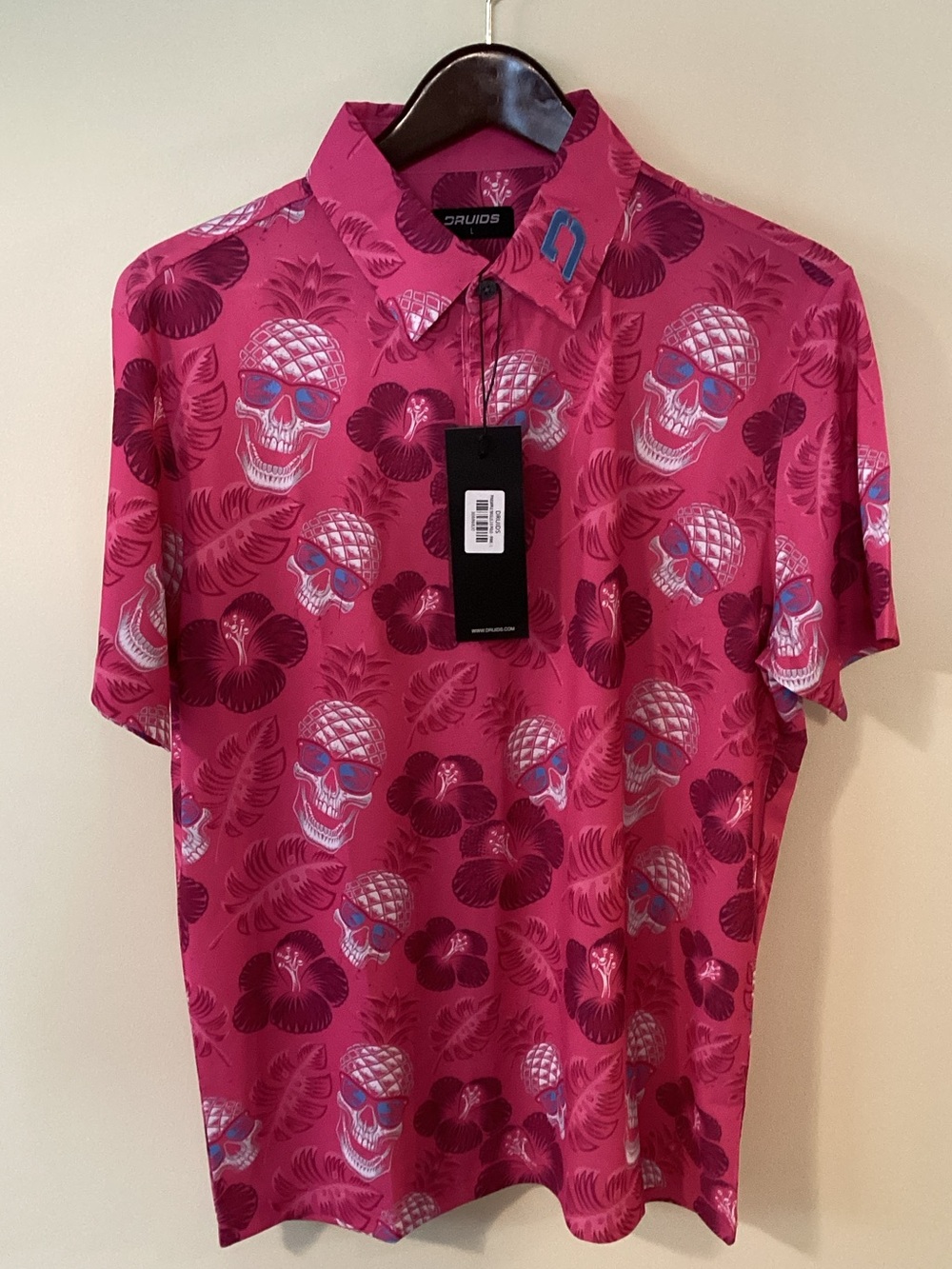 Men's Hot Pink Skull & Floral Print Golf Polo by G/FORE